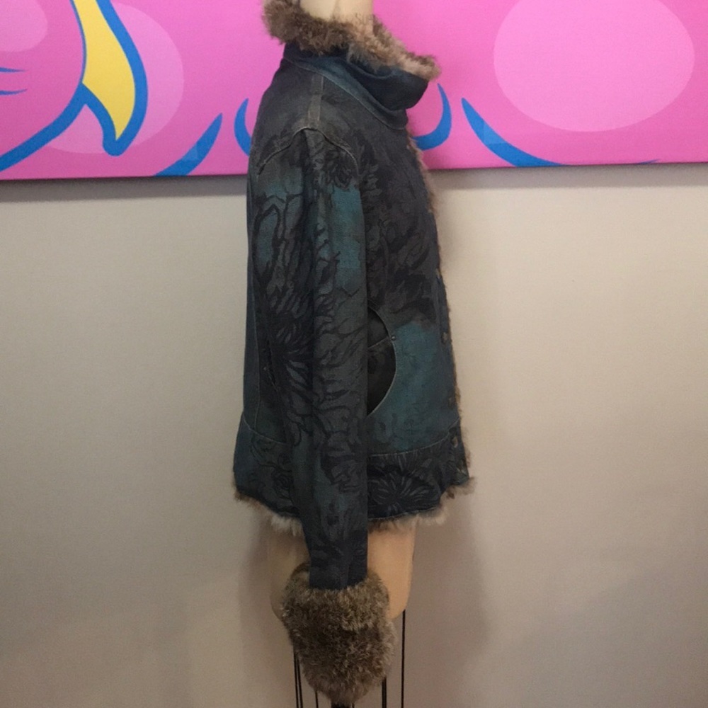 Roberto Cavalli Denim Rabbit Fur Lined Jacket - Picture 6 of 16